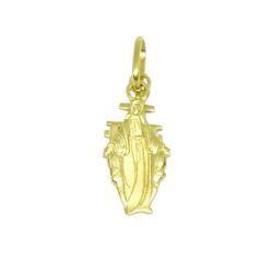 Pingente Nsra. das Gra�as Milagrosa Recortada Sobreposta em Ouro Amarelo 18 Kilates - 25077